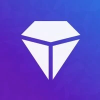 Krystal icon in white on a purple background, used as a brand identifier and logo element