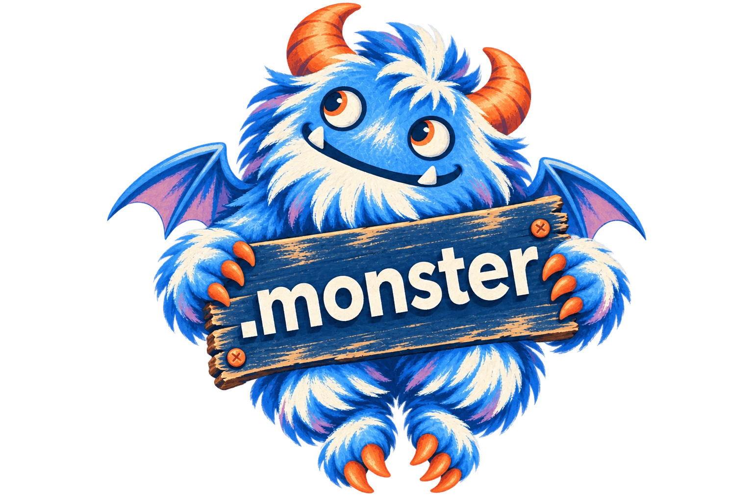 A winged monster hovering with a wooden .monster sign